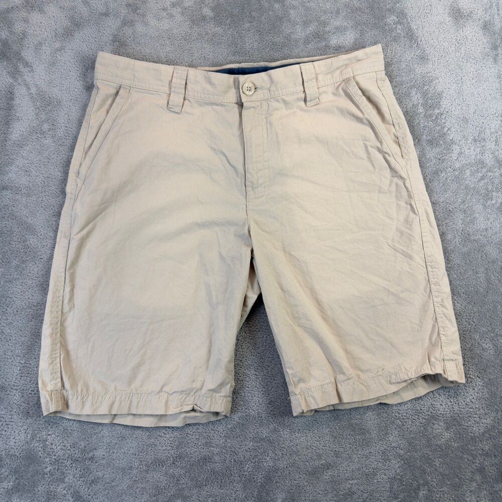 Columbia Shorts Mens 32 Beige Mid Rise Bermuda Pockets Cotton Outdoor Regular
